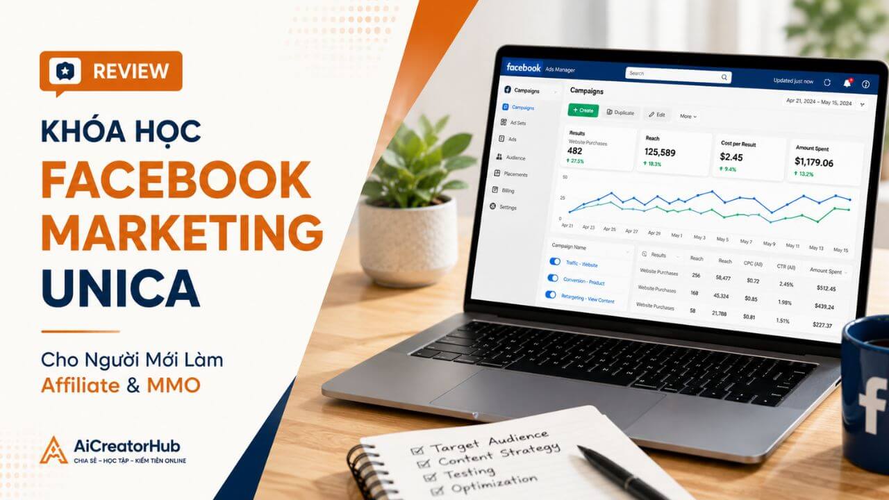 Review khóa học Facebook Marketing Unica cho người mới làm Affiliate và MMO